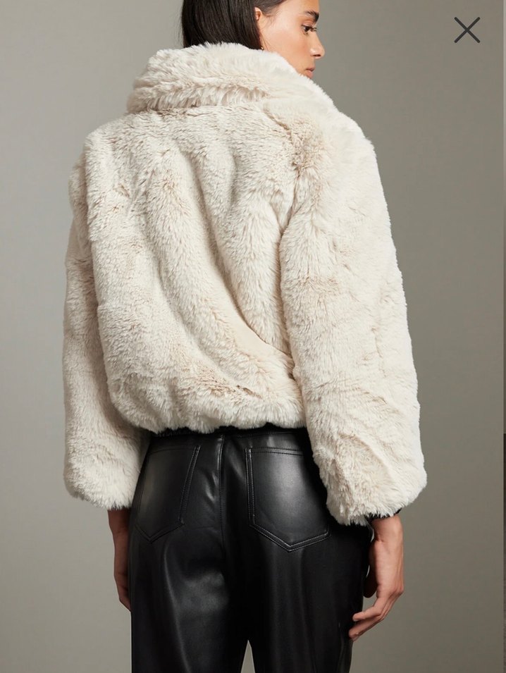 Bej Kadın Kürk Detaylı Deri Ceket - Görsel 2