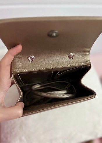 Gold Deri Minimalist Kadın Çanta - Görsel 4