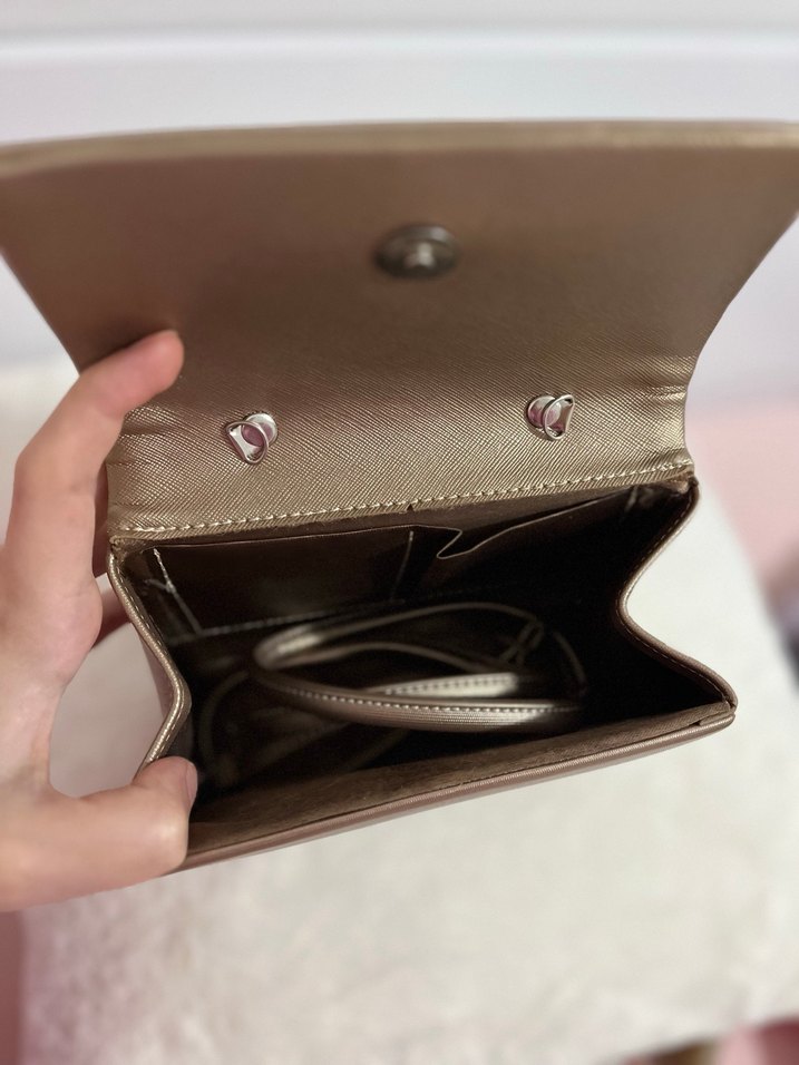 Gold Deri Minimalist Kadın Çanta - Görsel 4