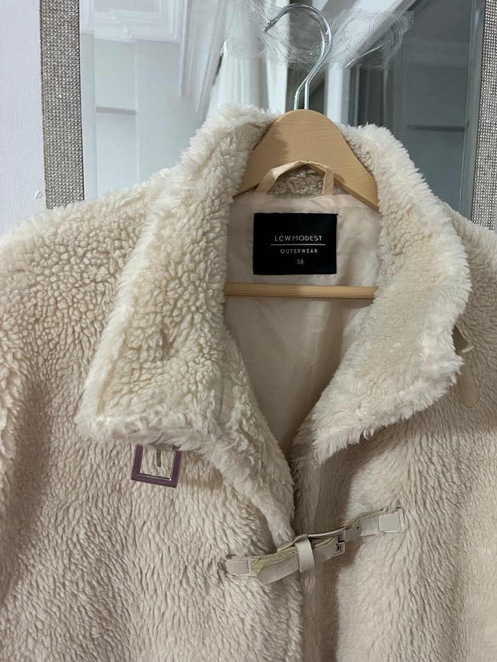 Bej Midi Peluş Kadın Kaban - Görsel 2