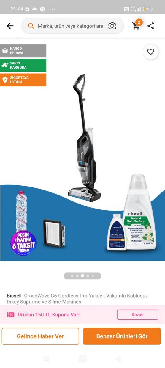 Bissell CrossWave C6 Kablosuz Yüksek Vakumlu Süpürge - Görsel 5