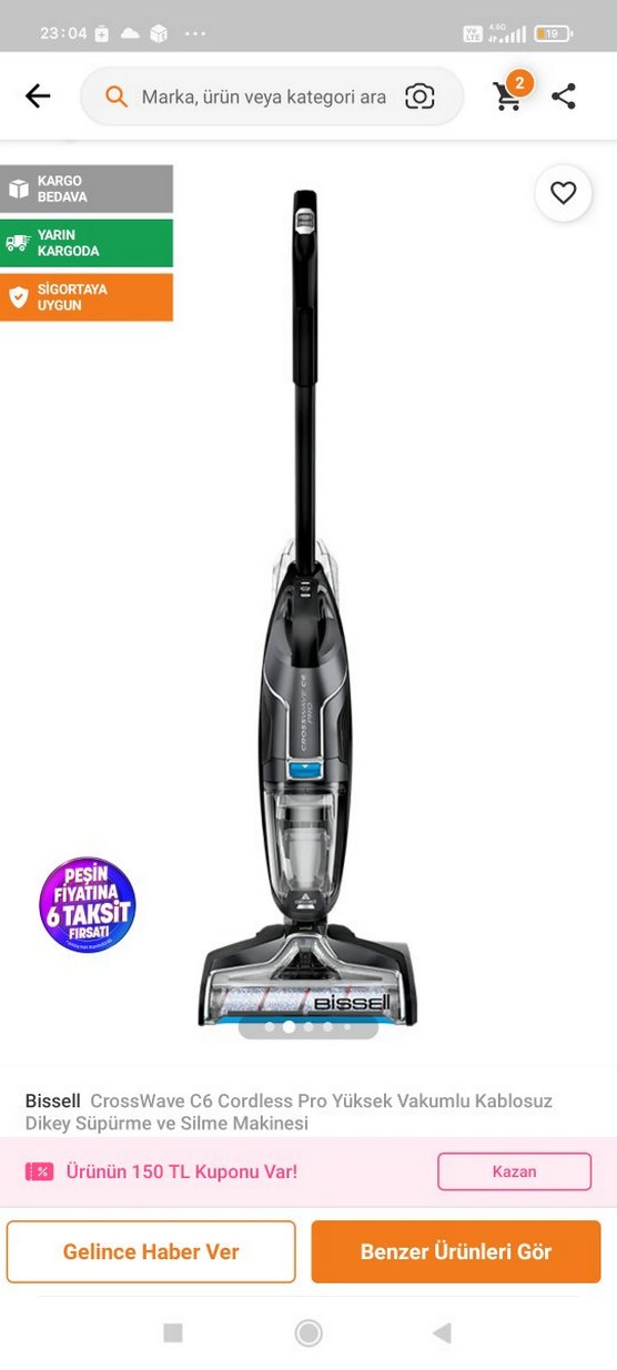 Bissell CrossWave C6 Kablosuz Yüksek Vakumlu Süpürge - Görsel 4