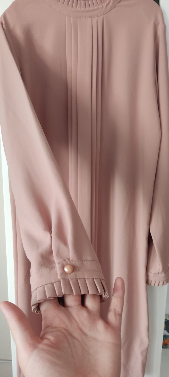 Bej Uzun Kollu Salaş Kadın Elbise - Görsel 2