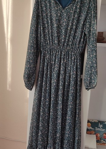 Gri Bohem Uzun Kollu Uzun Elbise - Görsel 6