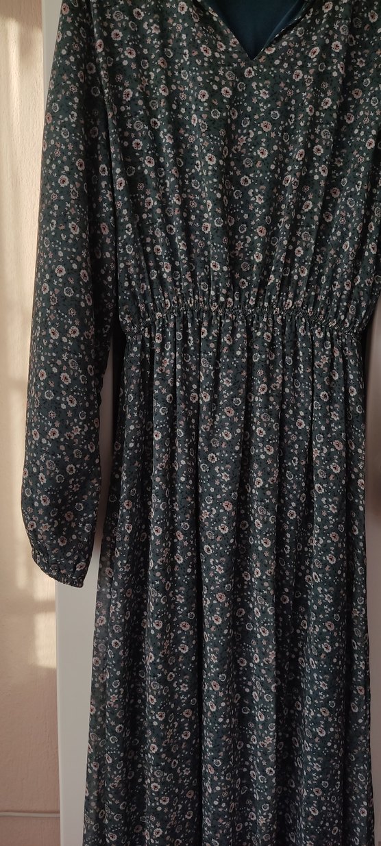 Gri Bohem Uzun Kollu Uzun Elbise - Görsel 5