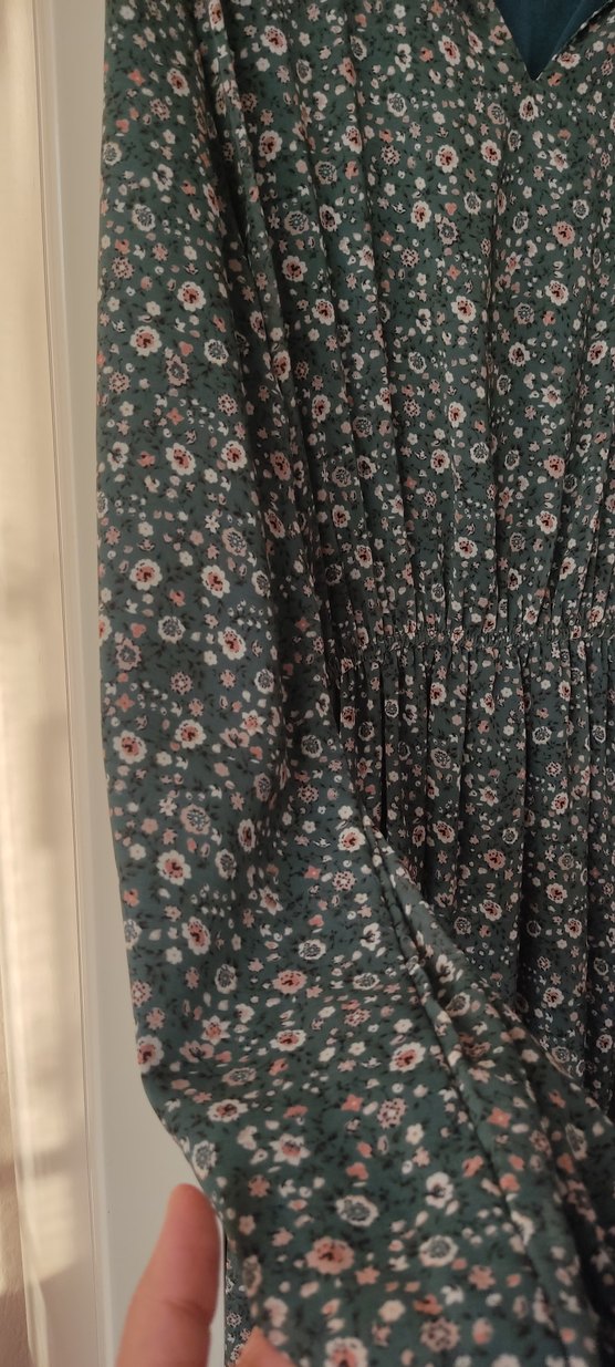 Gri Bohem Uzun Kollu Uzun Elbise - Görsel 4