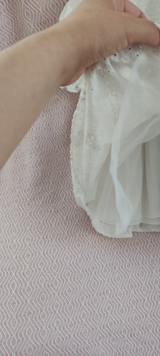 Kız Çocuk Beyaz Nakışlı Pamuklu Elbise - Görsel 4