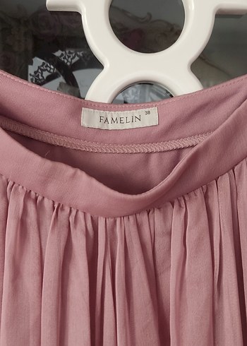 Pembe Pilili Uzun Kadın Etek - Görsel 3