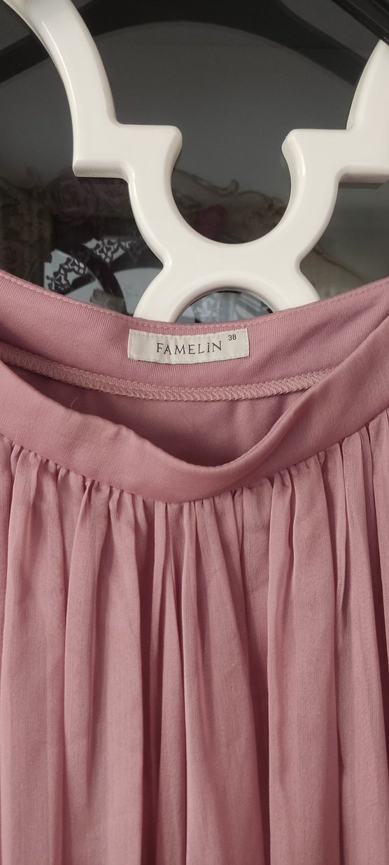 Pembe Pilili Uzun Kadın Etek - Görsel 3