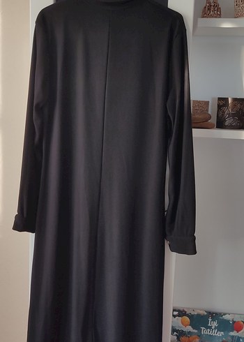 Düğmeli Siyah Kadın Uzun Elbise - Görsel 3