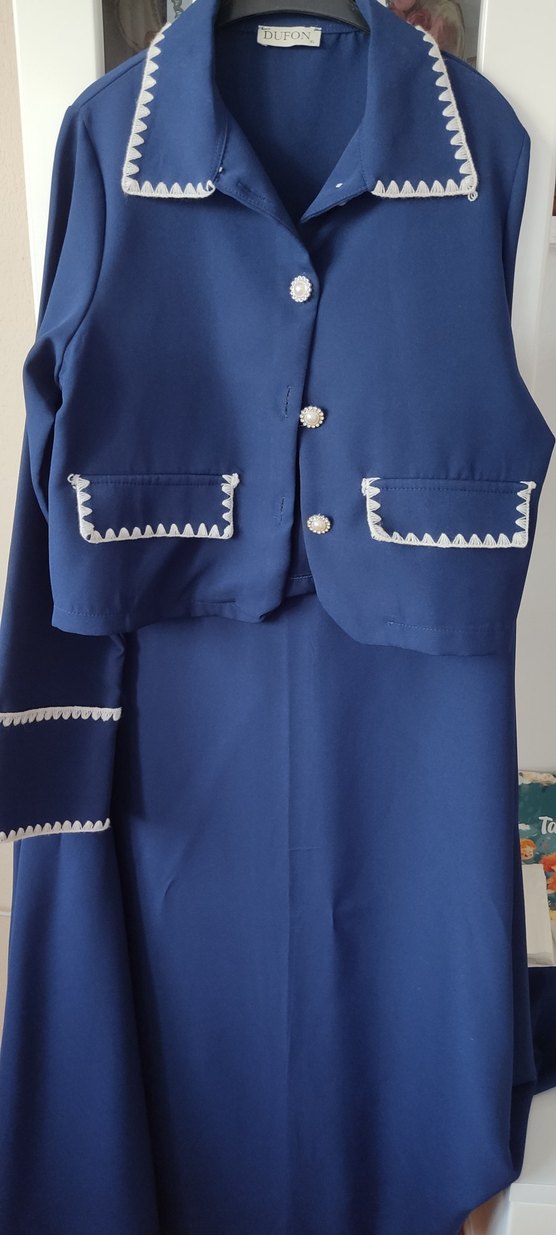 Mavi Düğmeli Kadın Takım Elbise - Görsel 2