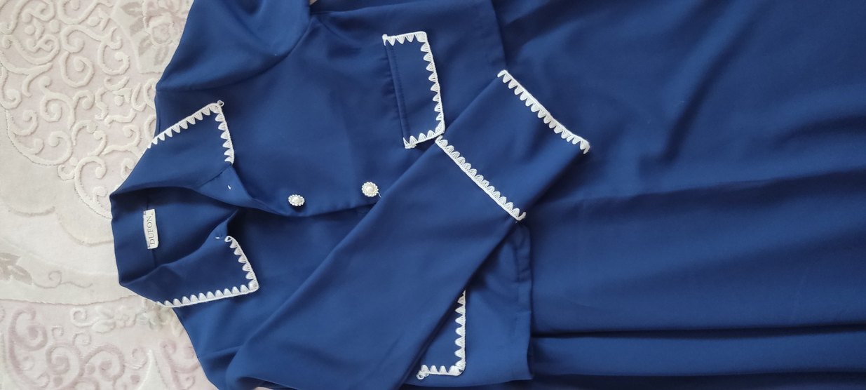 Mavi Düğmeli Kadın Takım Elbise - Görsel 3