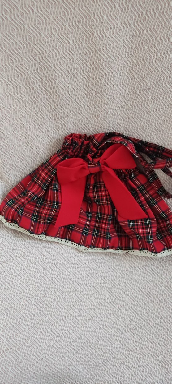 Kız Çocuk Kırmızı Kareli Fırfırlı Elbise - Görsel 2