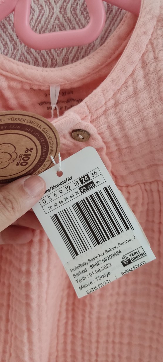 Kız Çocuk Pembe müslin Uzun Kollu Elbise - Görsel 2