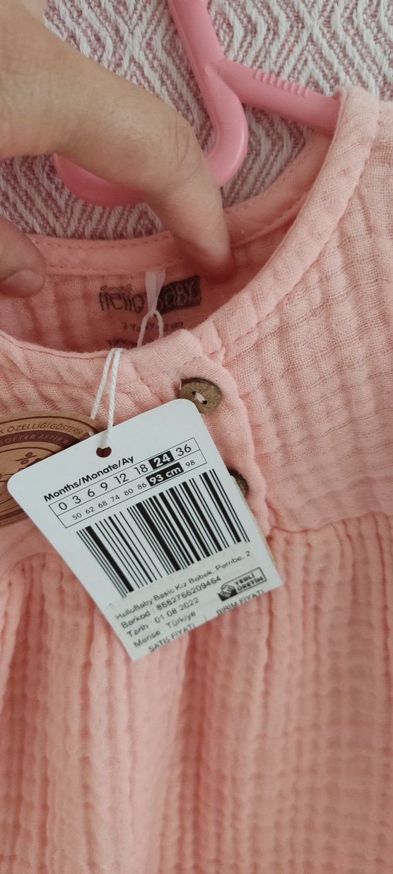 Kız Çocuk Pembe müslin Uzun Kollu Elbise - Görsel 3