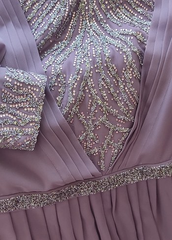 Moda Martı Yıldız Taş ve Plise Detaylı Şifon Abiye - Görsel 5
