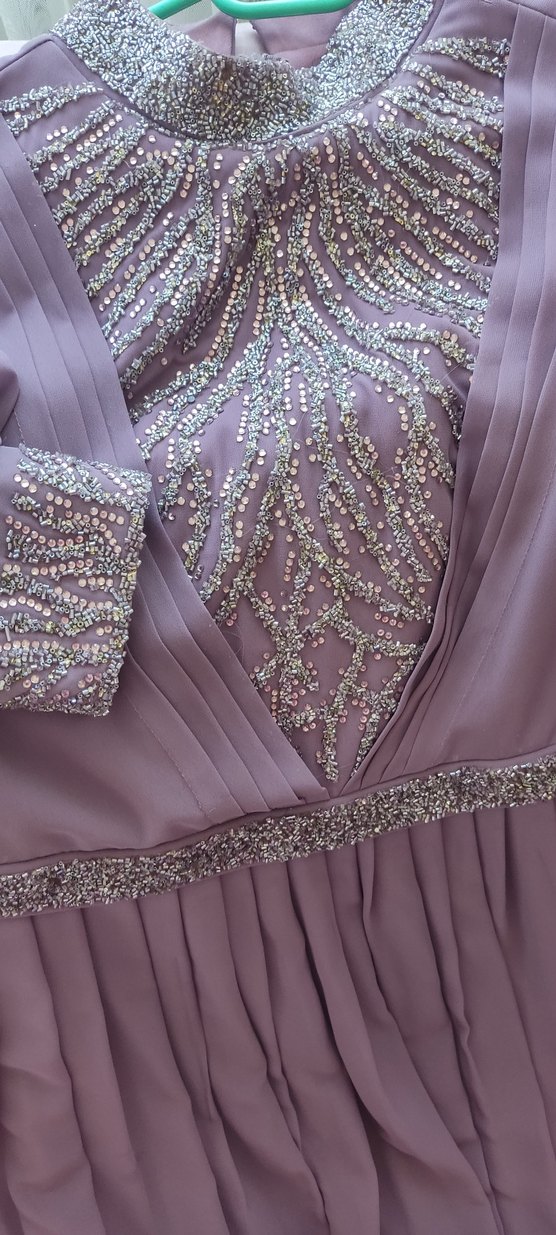 Moda Martı Yıldız Taş ve Plise Detaylı Şifon Abiye - Görsel 5