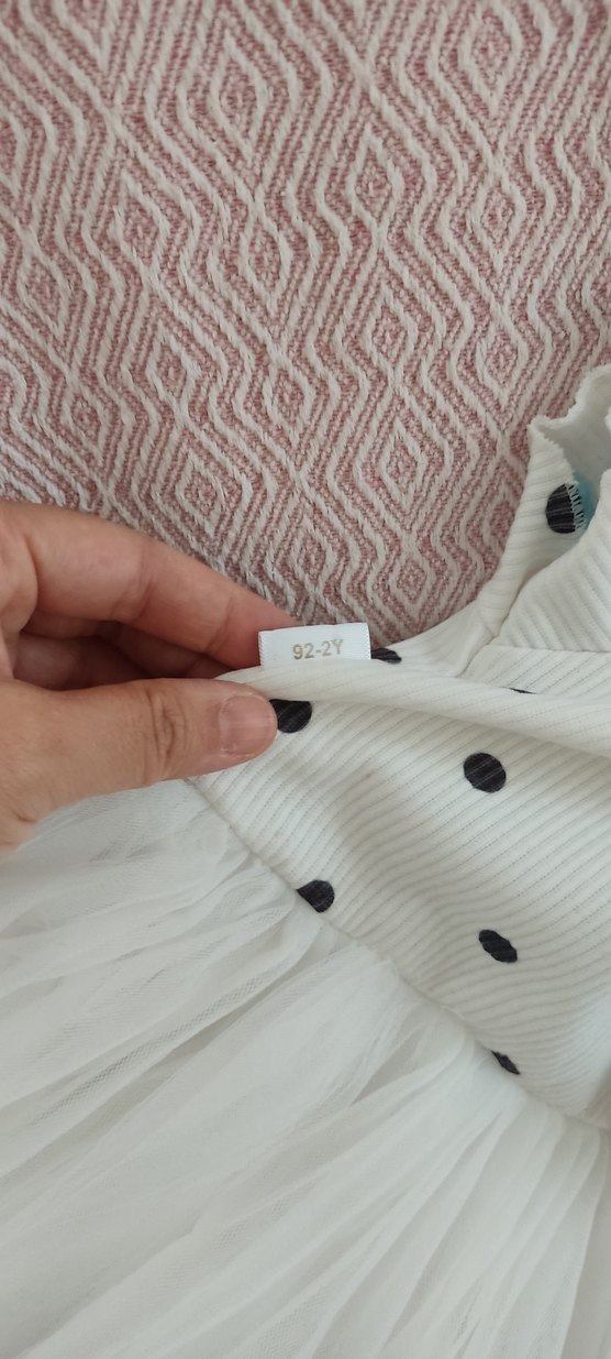 Kız Çocuk Beyaz Puantiyeli Kısa Kollu Elbise - Görsel 2