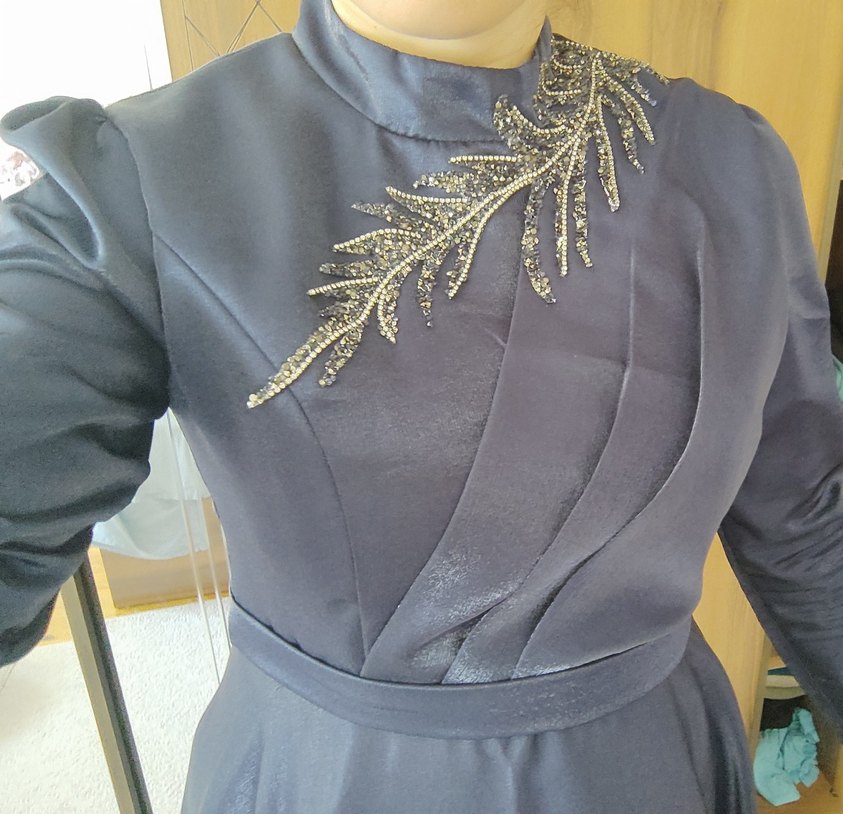 Lacivert Uzun Elbise - Görsel 2