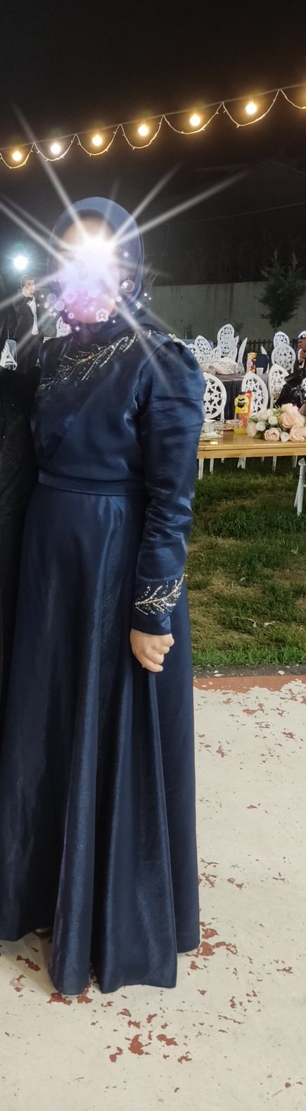 Lacivert Uzun Elbise - Görsel 3