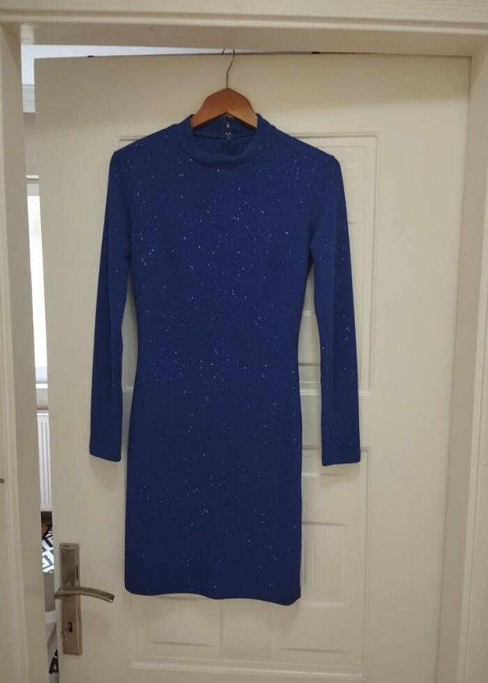 Koton Mavi Simli Mini Elbise - Görsel 3