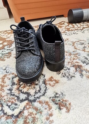 36 Beden siyah Renk Siyah simli loafer ayakkabı 