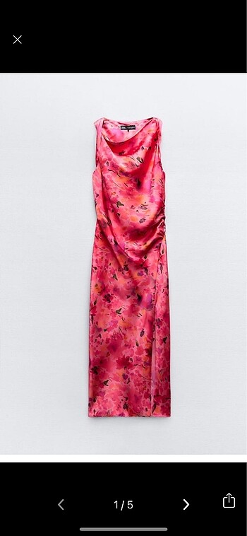 Zara saten çiçekli elbise