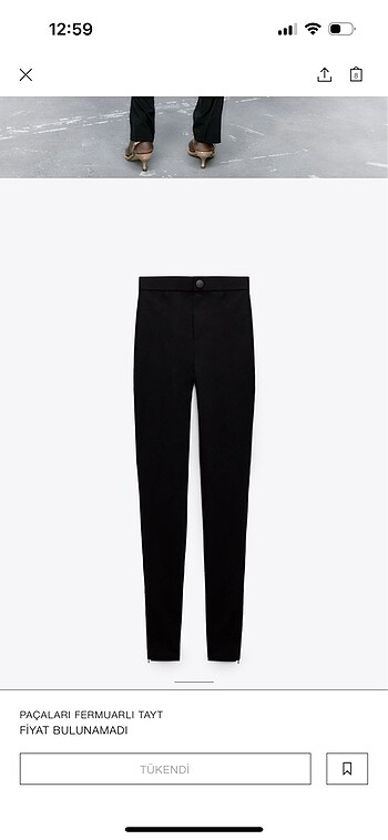 xs Beden Zara paçaları fermuarlı tayt