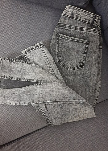 Defacto Gri Yırtmaçlı Midi Kadın Jean Pantolon