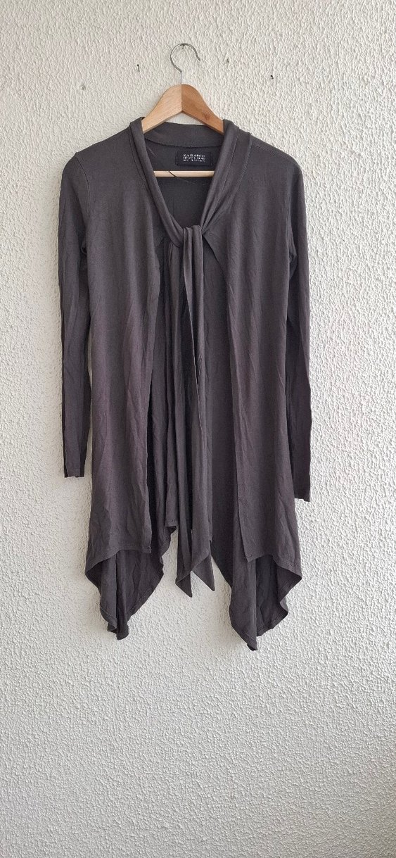 Kadın Gri Uzun Salaş Hırka - Görsel 2