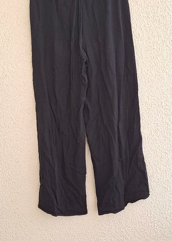 Kadın Siyah Keten Salaş Bol Paça Pantolon - Görsel 2