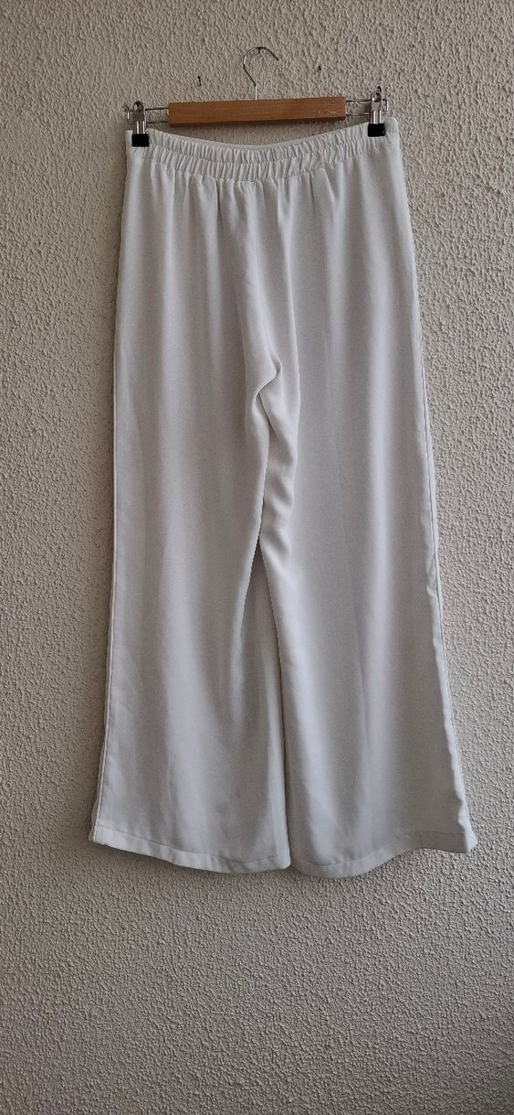 Beyaz Kadın Bol Kesim Kumaş Pantolon - Görsel 4