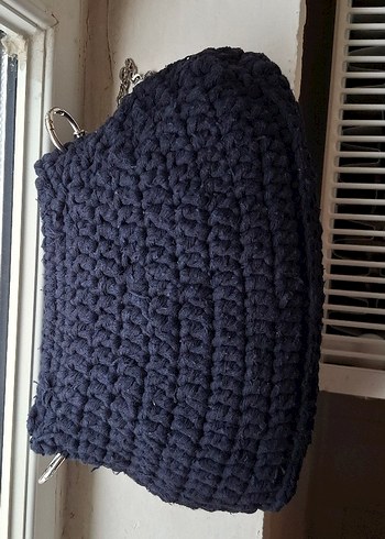 Lacivert El Örgüsü Kadın Omuz Çantası - Görsel 5