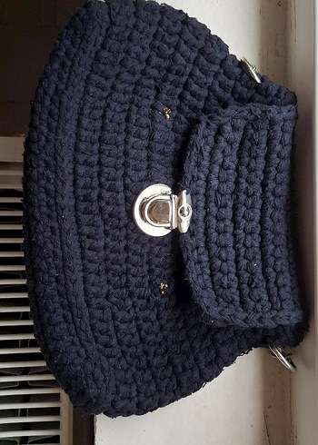 Lacivert El Örgüsü Kadın Omuz Çantası - Görsel 3