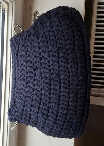 Lacivert El Örgüsü Kadın Omuz Çantası - Görsel 4