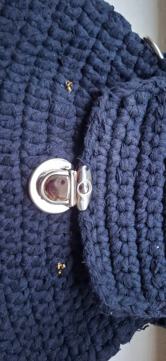 Lacivert El Örgüsü Kadın Omuz Çantası - Görsel 2