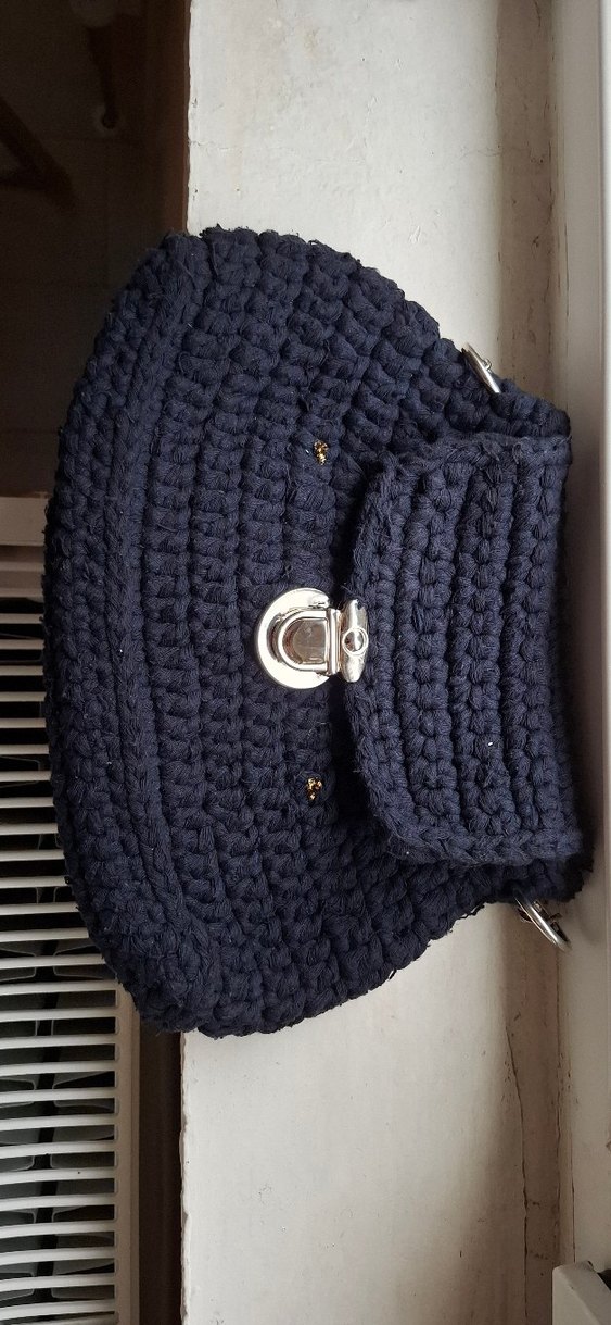 Lacivert El Örgüsü Kadın Omuz Çantası - Görsel 3