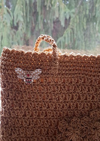 El Örgüsü Hasır Kadın Çanta - Görsel 4