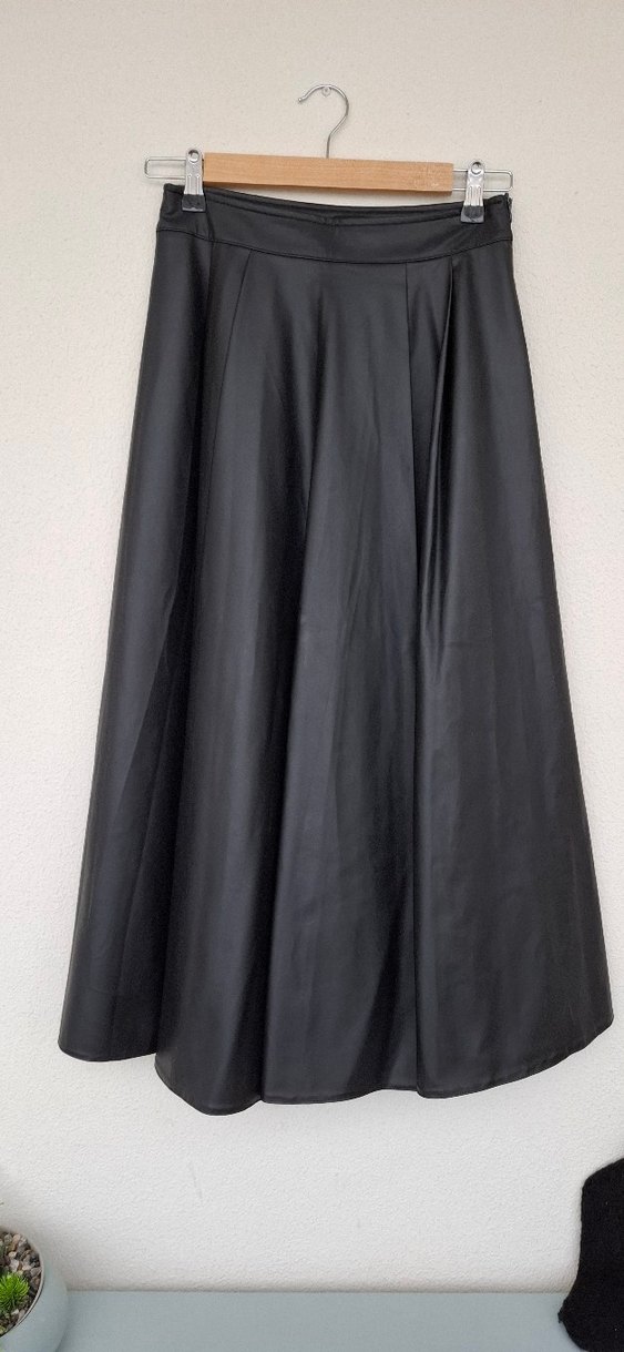 Siyah Uzun Drapeli Kadın Etek - Görsel 2