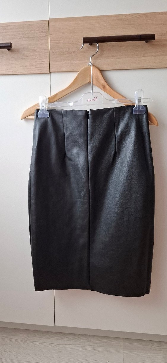 Deri Siyah Midi Kalem Etek - Görsel 5