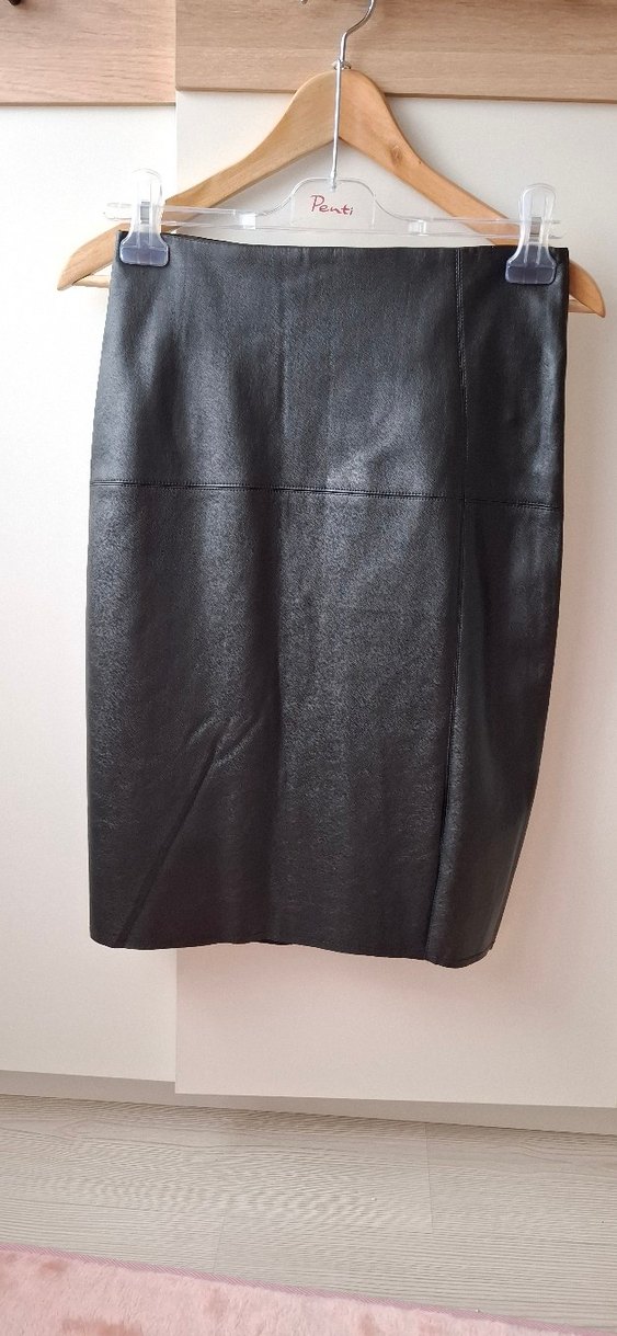 Deri Siyah Midi Kalem Etek - Görsel 2