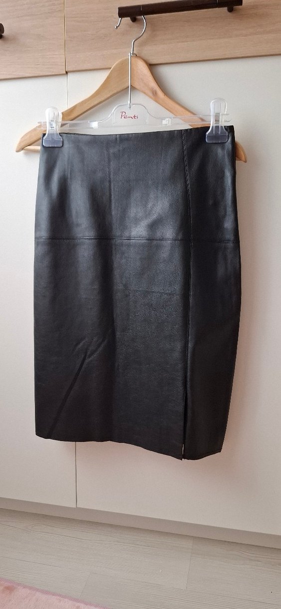 Deri Siyah Midi Kalem Etek - Görsel 4