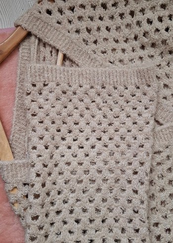 Bej Örgü V Yaka Kadın Hırka - Görsel 6