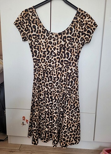 s Beden Leopar desenli Elbise 
