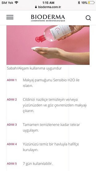 Beden Bioderma misel su 850 ml büyük boy sıfır ürün