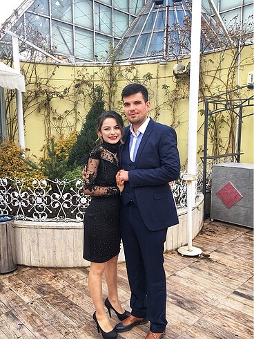 Tüylü Siyah Abiye