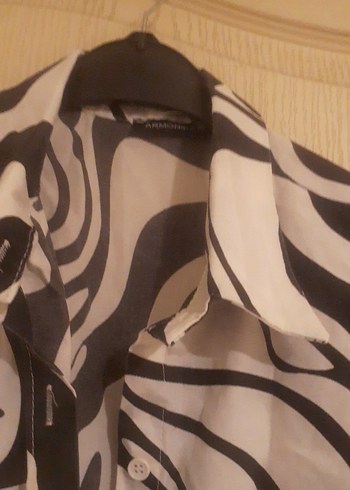 xl Beden siyah Renk Zebra Desenli Uzun Kollu Kadın Gömlek
