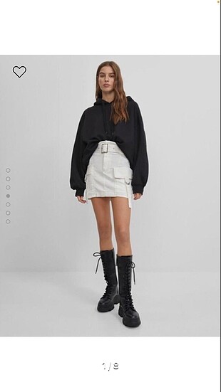Bershka kargo etek beyaz 1 kez giyildi