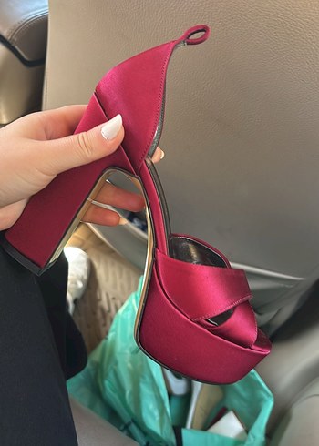 37 Beden Bordo Parlak Platform Topuklu Kadın Abiye Ayakkabı