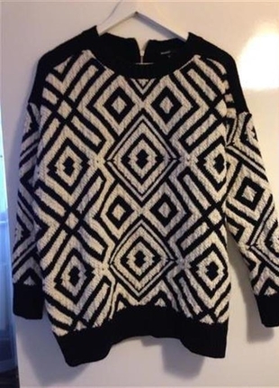 ethnic desen mango arkadan fermuarli kazak